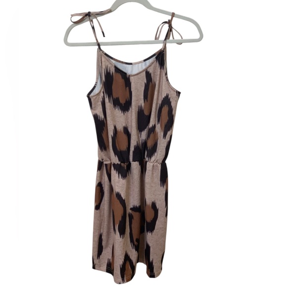Belinda Leopard Print Mini Strappy Tank Cami Slip Dress Casual Cover Up- M- NWT - Picture 2 of 4